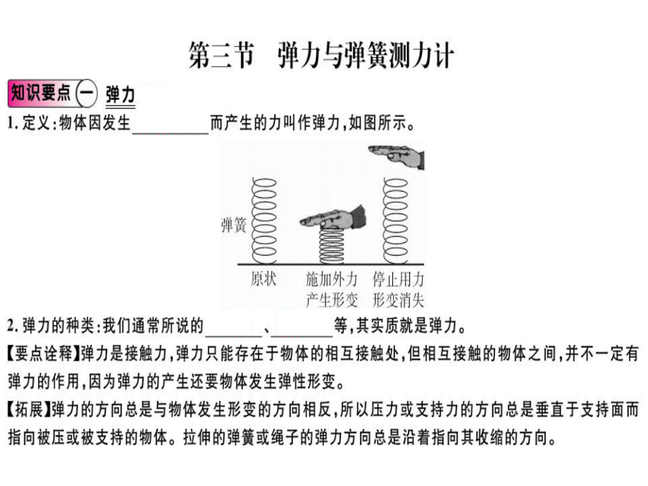 輕繩輕桿輕彈簧的彈力_研究彈簧彈力的大小_研究彈力與彈簧伸長的關(guān)系