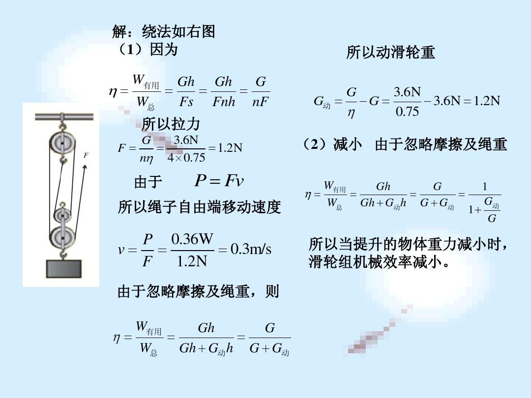 滑輪組的機械效率習題_機械識圖習題_機械曝氣設備動力效率