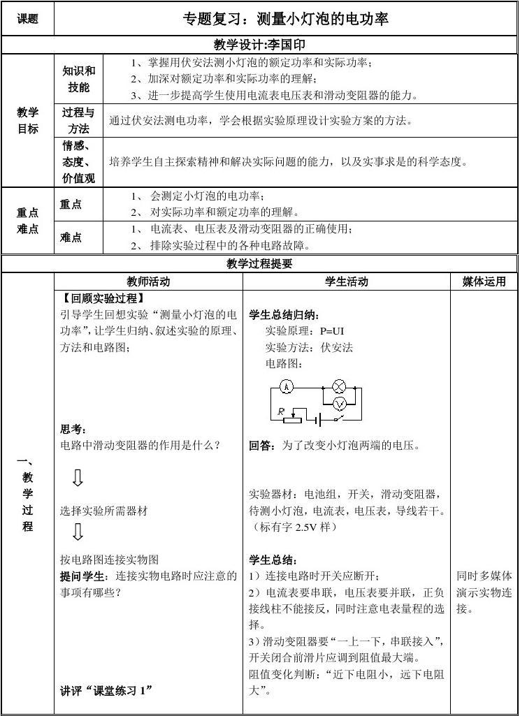 電功率教學設計及反思_電功率的教學反思_電功率教學反思人教版