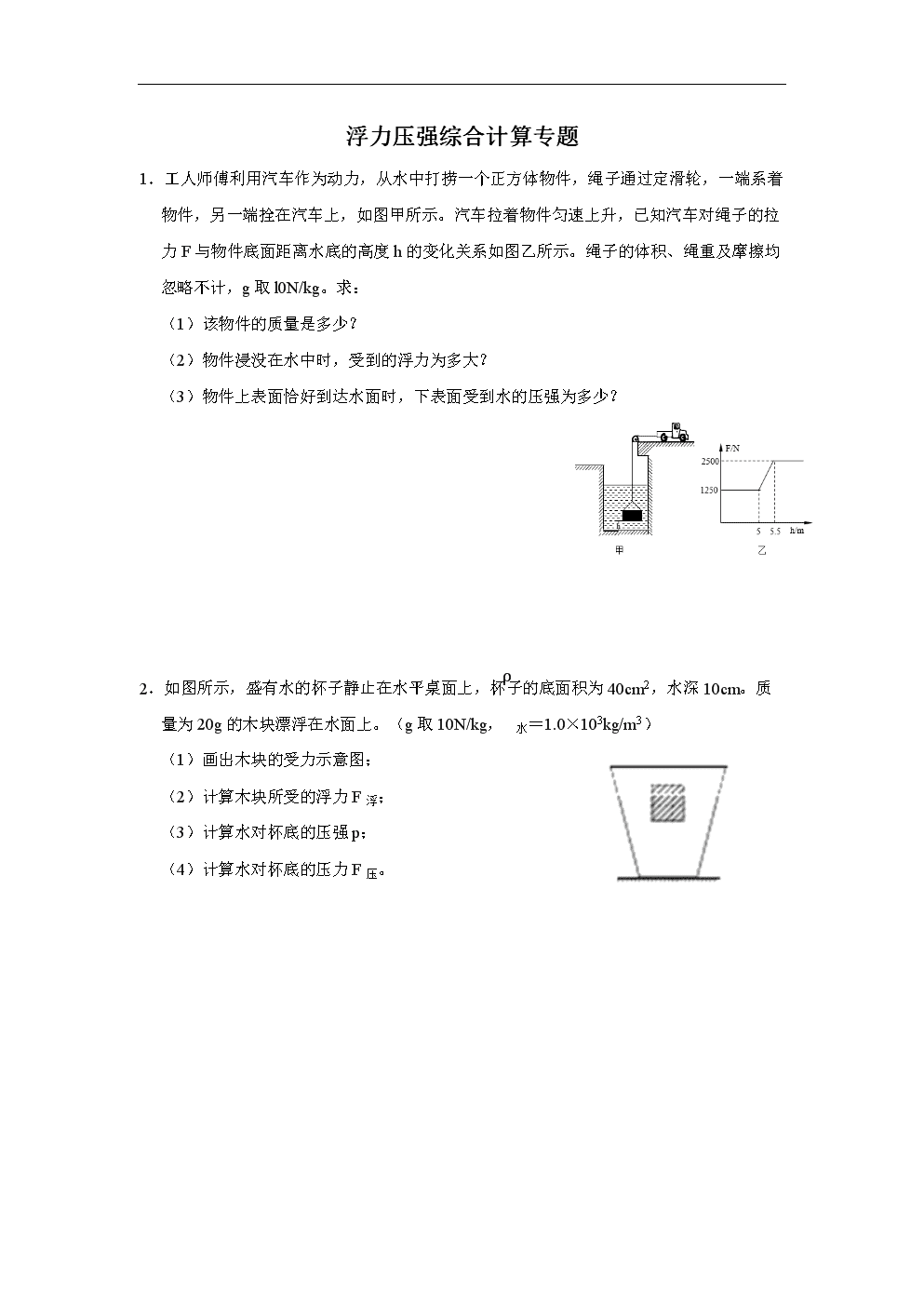 平衡法求浮力的公式推導(dǎo)_二力平衡法求浮力應(yīng)用_浮力的平衡力法