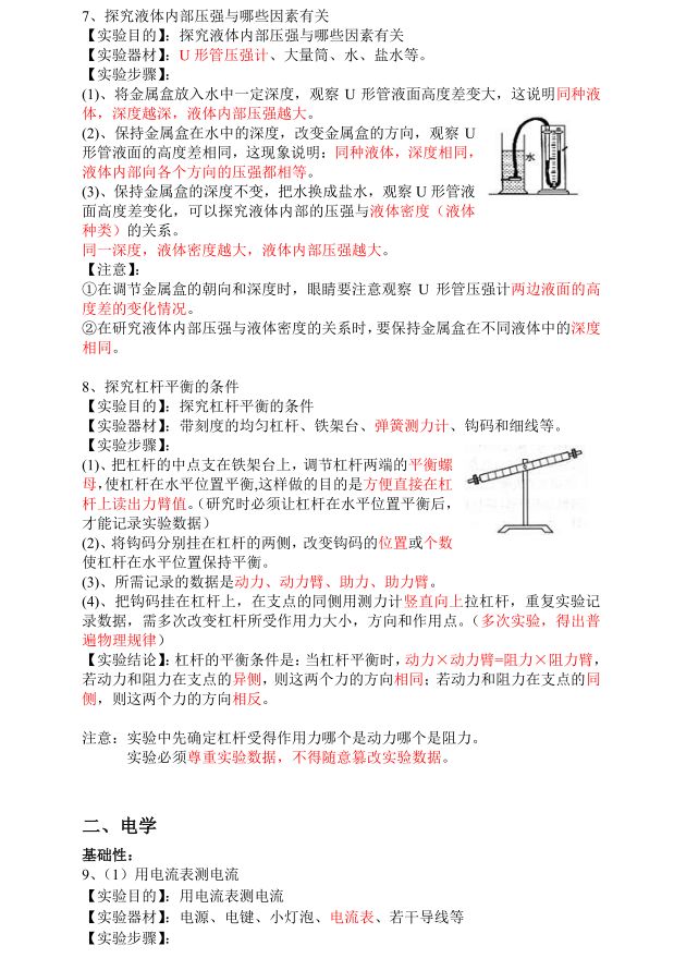 物理實驗初中