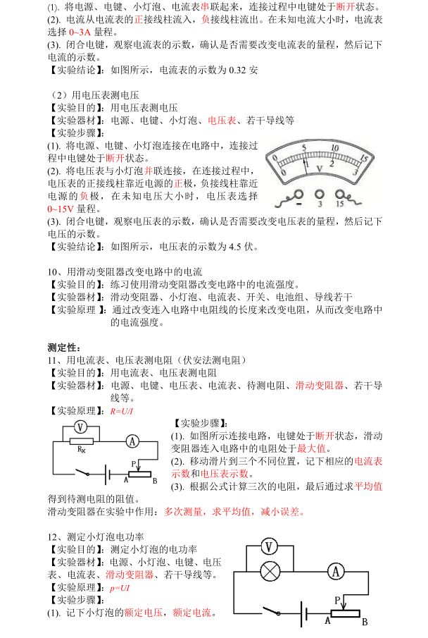 物理實驗初中