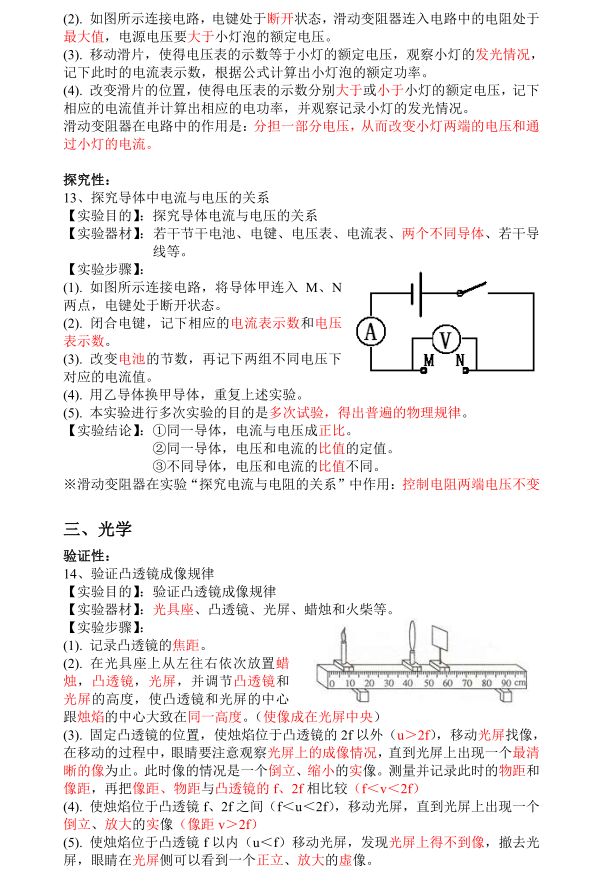 物理實驗初中