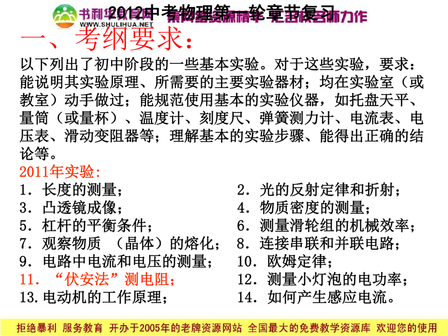 2012中考物理復習專題：多種方法測電阻1