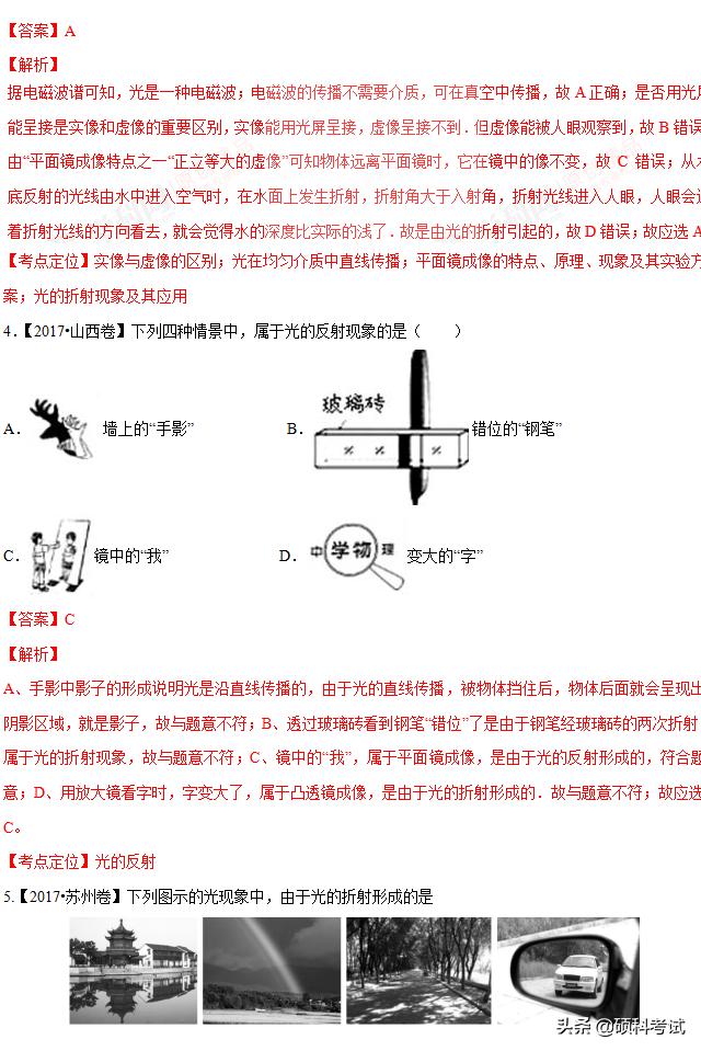 初中物理光學題