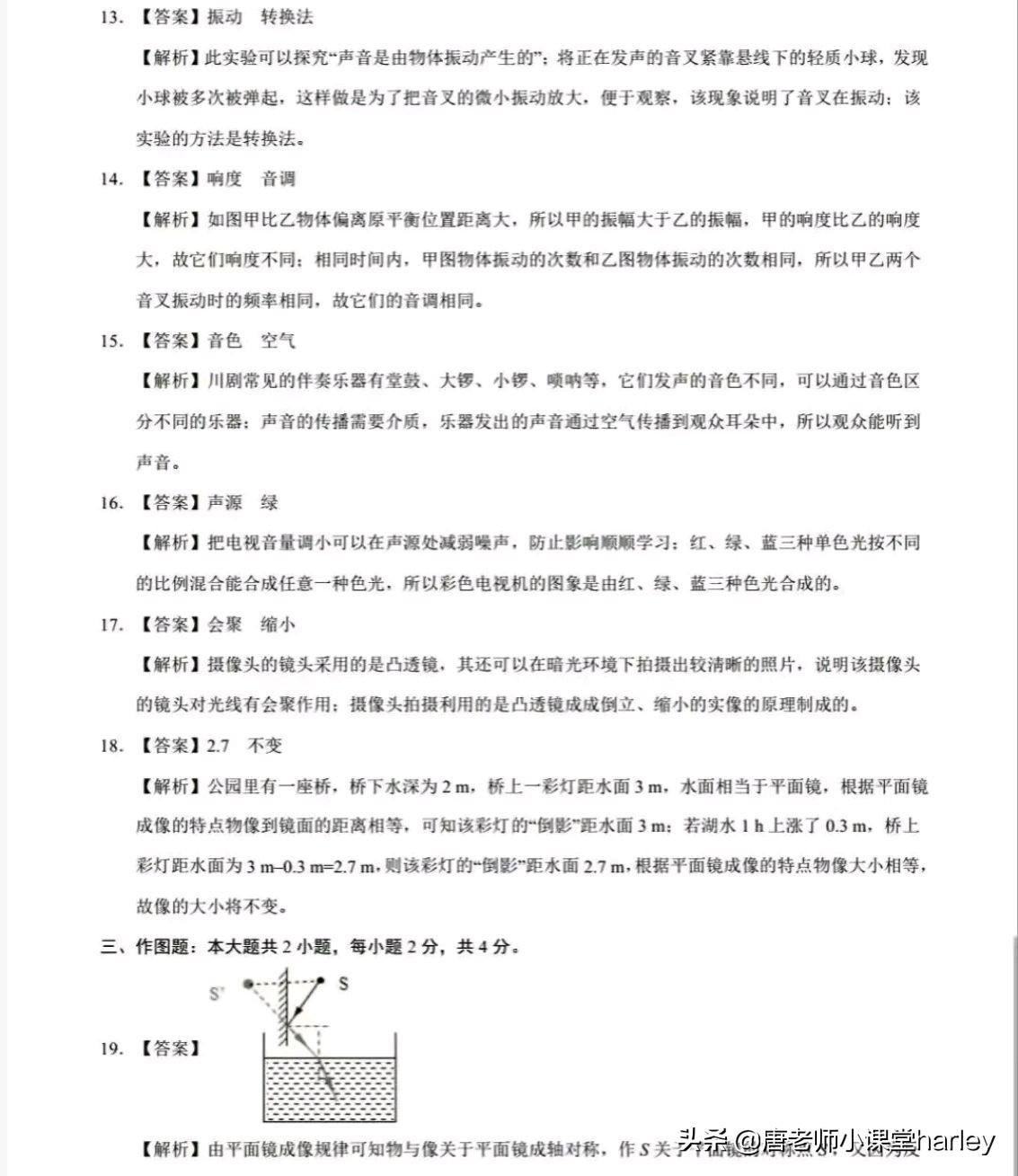 初中物理光學題及答案