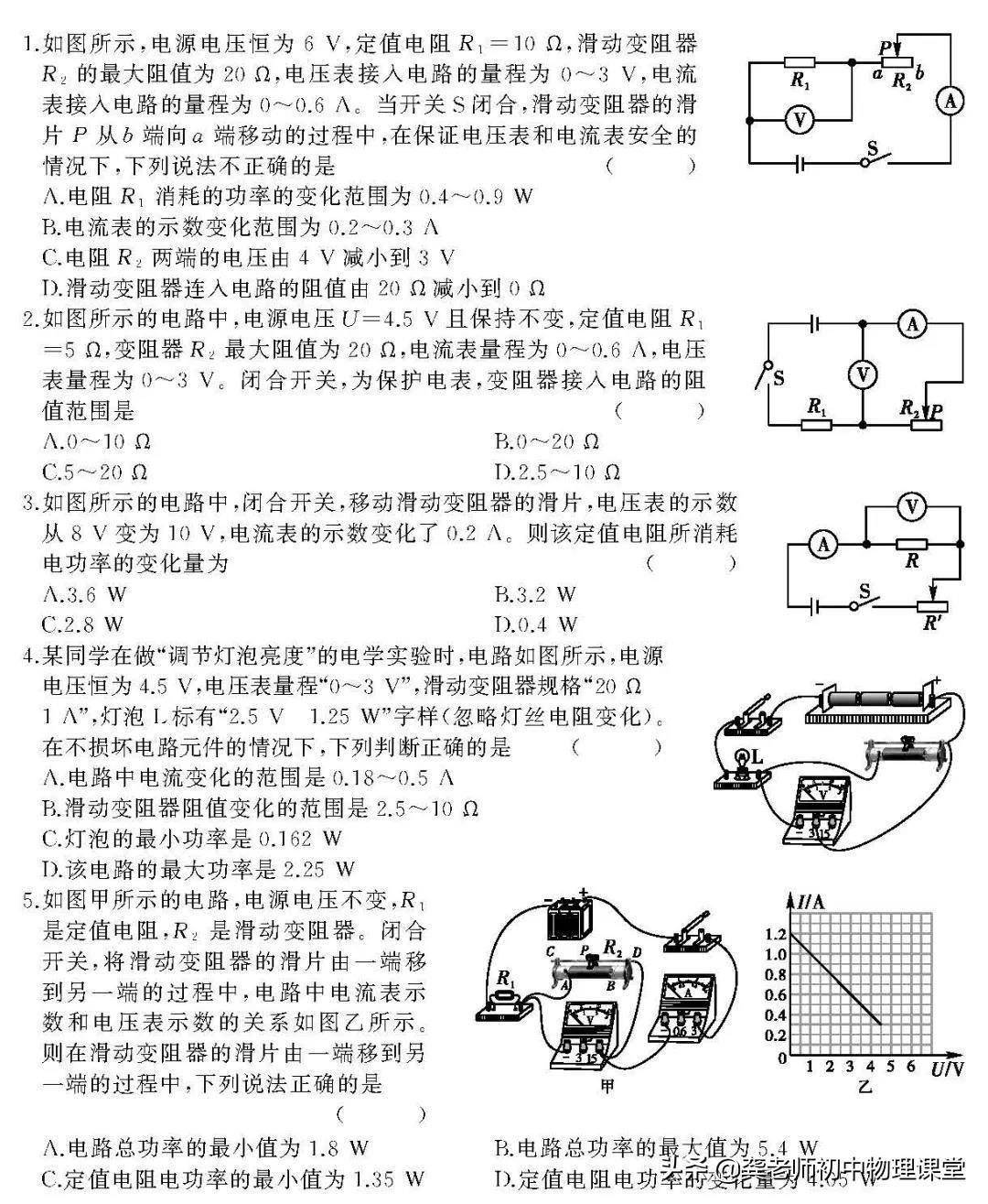 初中物理電學極值