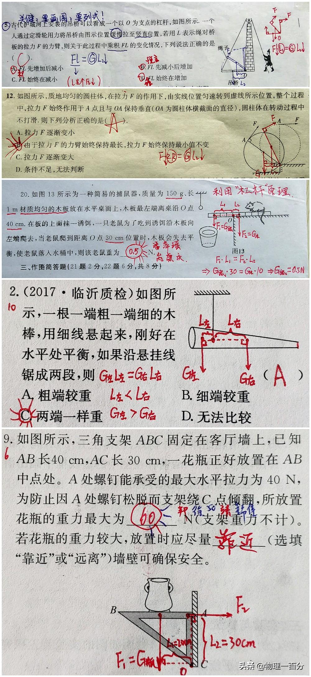 初中物理杠桿畫圖題