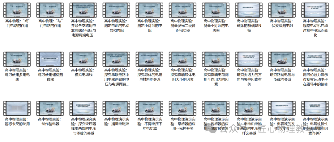 高中物理演示實驗目錄