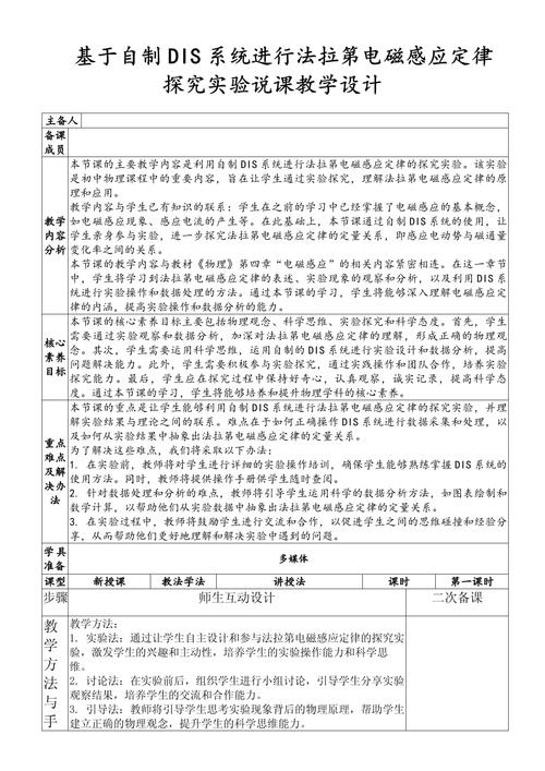 法拉第電磁感應定律教案：電磁現象深度解析，實驗與理論完美結合